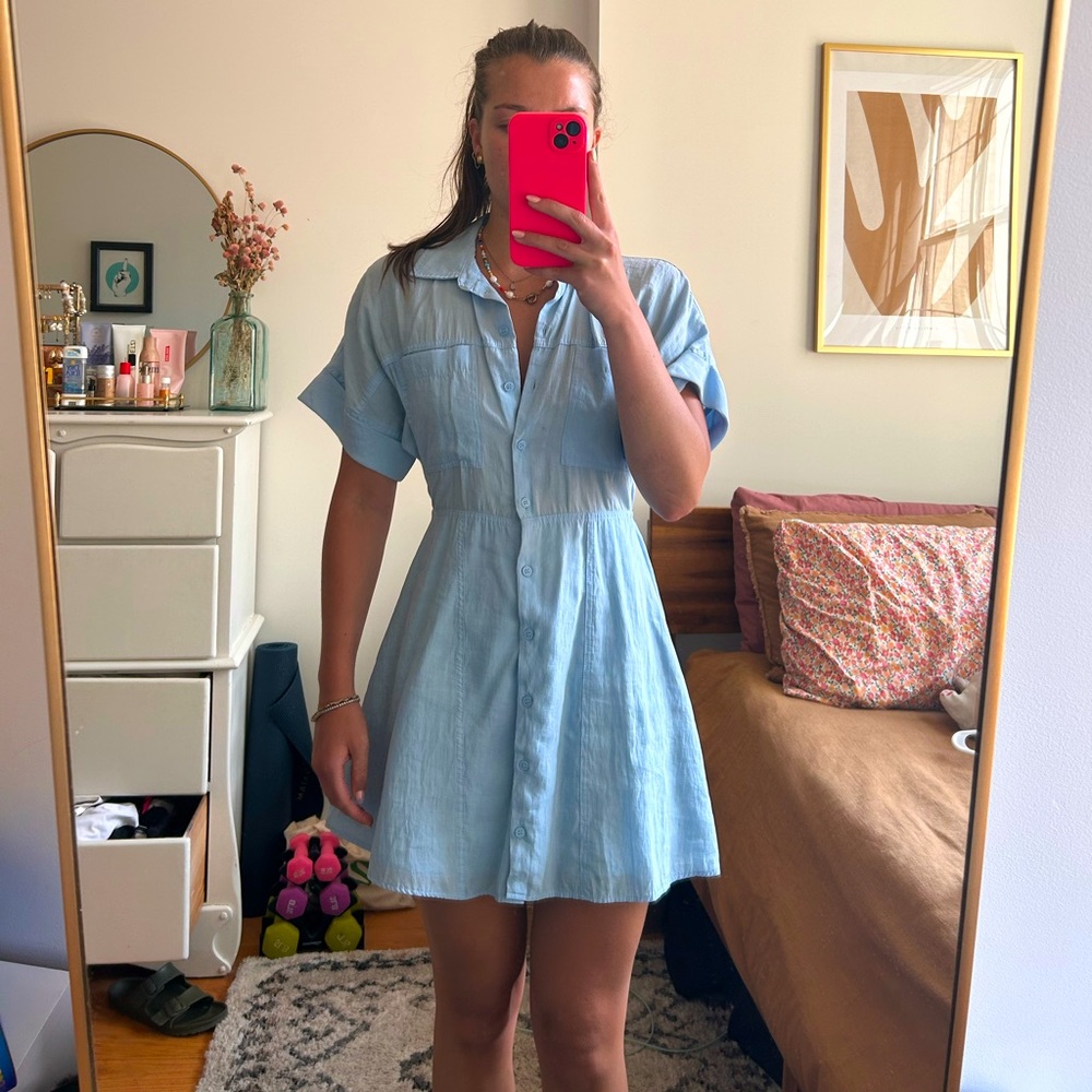 Zara blue shirt dress